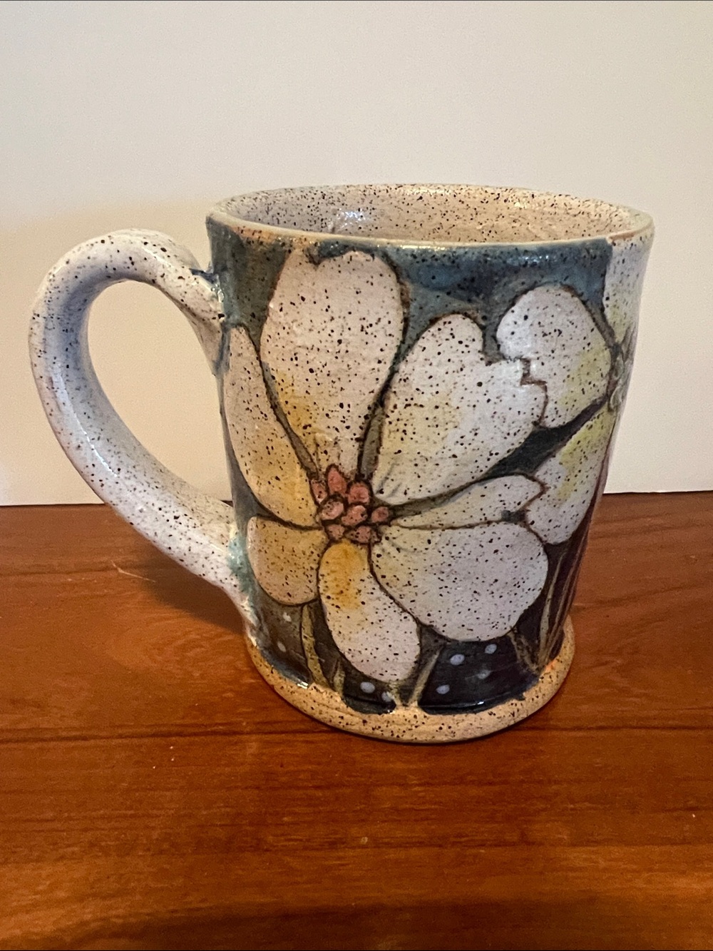 Handcrafted Floral Ceramic Mug whimsical floral detail rich color artsy design
